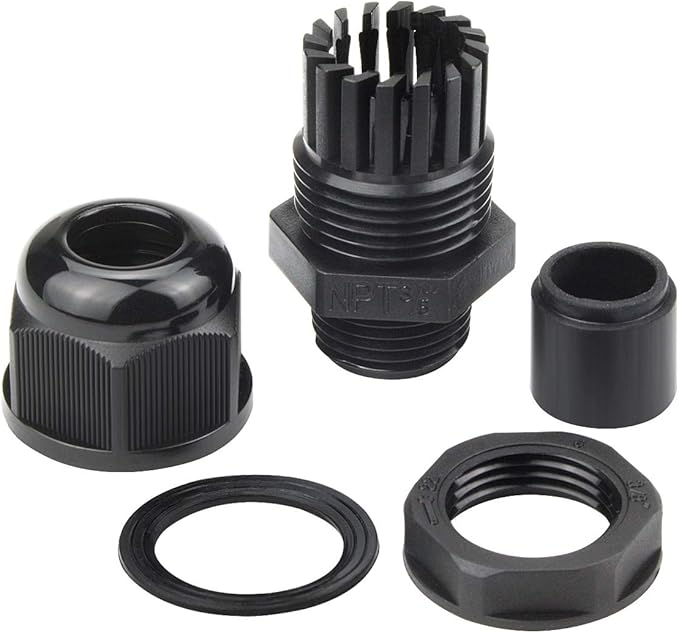 XHF 50 Pcs 3/8" IP68 Strain Relief Nylon Cord Grip Waterproof NPT Cable Glands Adjustable UL Listed and RoHS Compliant(Black)