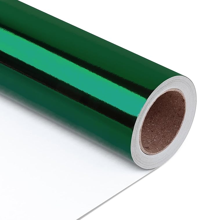 NESCCI Dark Green Metallic Wrapping Paper, Solid Color Paper,Gift Wrapping Paper,Perfect for Wedding,Valentine's Day,Birthday, Christmas,Baby Shower,DIY Bouquet (17.5 Inches X 32.8 Feet)