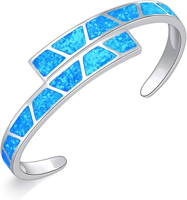 CiNily Womens Cuff Bracelet,Opal Bangle Bracelets Gold Plated Hypoallergenic Ladies Gemstone Open Cuff Bangle Bracelet