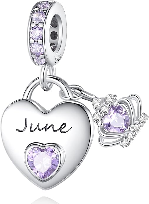 Birthstone Charms for Charms Bracelet: 925 Sterling Silver Heart Dangle Charms for Bracelets and Necklaces, Birthday Mother's Day Christmas Gifts For Women.
