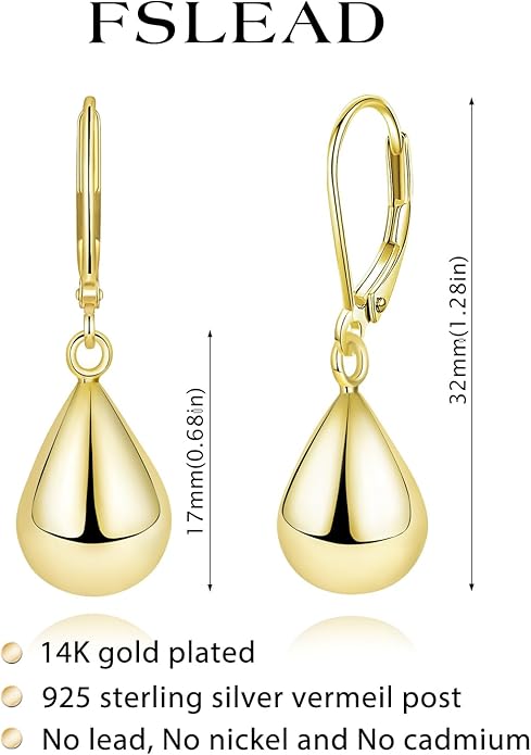 14K Gold Earring Cross Waterdrop Butterfly Heart Knot Earrings for Women Gold Silver Cross Leverback Drop Gold Silver Teardrop Hoop Dangle Earring White Gold Dangle Drop Earring