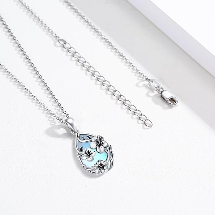 JUSTKIDSTOY Moonstone Necklace 925 Sterling Silver Teardrop Pendant Necklace Jewelry Gifts for Women Girls