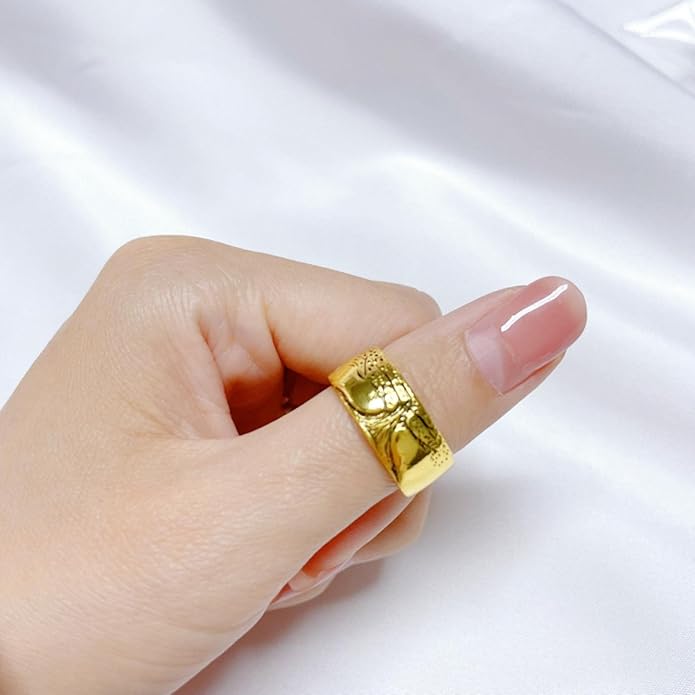 Women Tree of Life Lucky Flower Wide Band Ring Gold Pink Opal Green Enamel Resin Plated Dainty Tree Rhinestone Statement Thumb Index Full Finger Chunky Ring Party Crystal Vintage Jewelry
