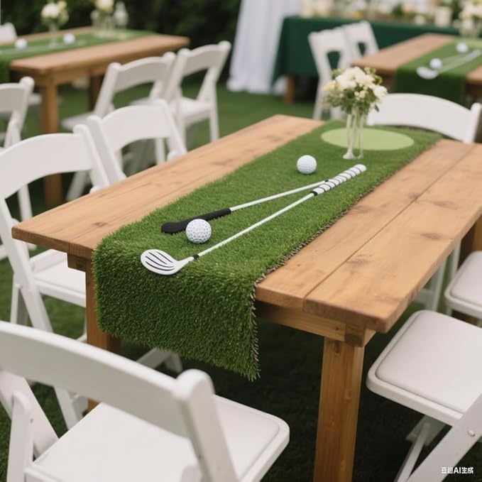 GLOBREEN Artificial Grass Table Runner 60 Inches - Green Fake Grass Turf Table Centerpiece for Football Golf Football Party Birthday Decorations Event Wedding Alice in Wonderland