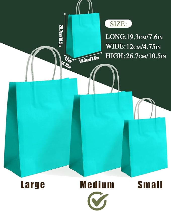 qiqee 30PCS Medium Gift Bag with Handles Bulk 11"x5"x8" Gift Bags Bright Green Bags Multiple Uses (Medium Size)