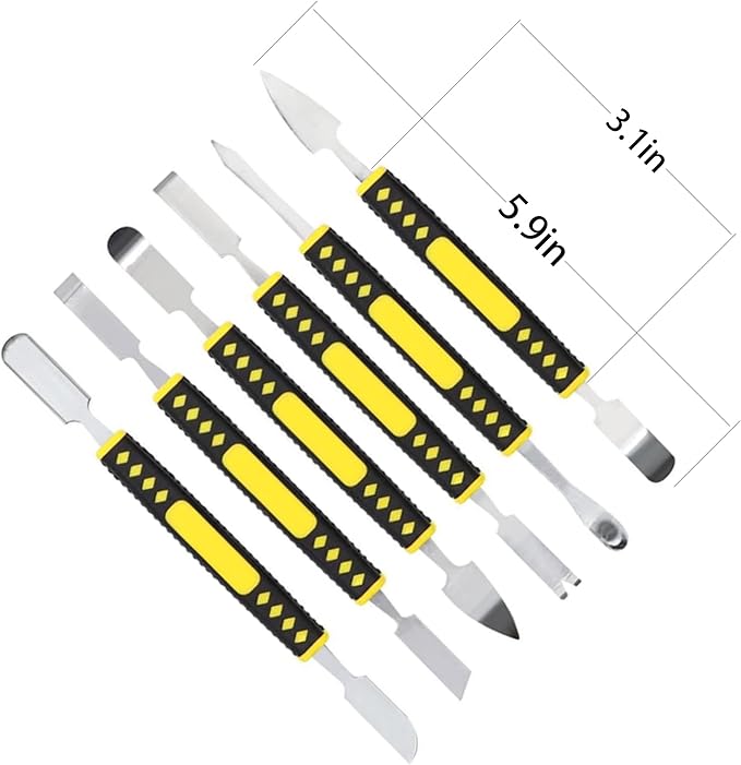 Metal Crowbar 6-Piece Dual-Ends Small Metal Spudger Pry Opening Repair Tools Kit,Professional Repair Tool Kit for Phone, Laptops, Tablet, Mobile Phone, Watch, Digital Home Appliance