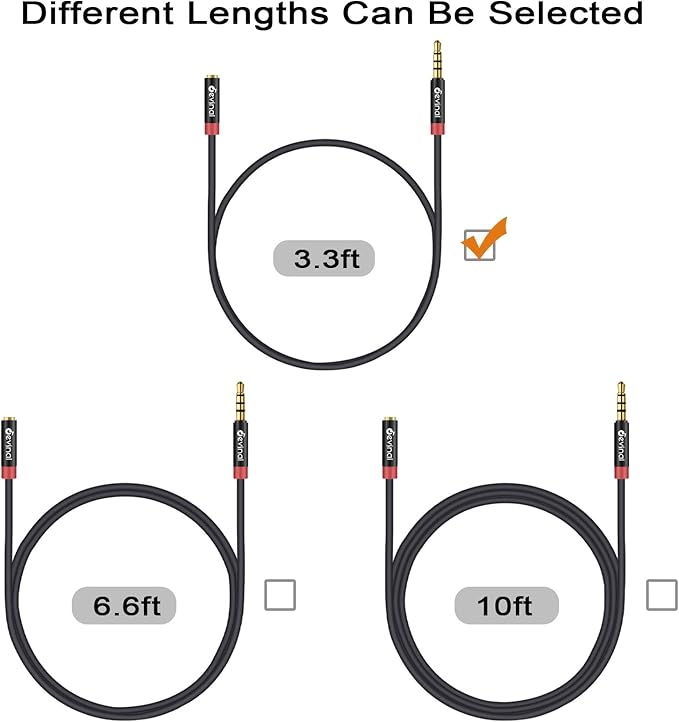 Devinal 3.5mm TRRS Headphone Extension Cable, 1/8" inch Female 4-Pole to Male Extension Cord, Mini-Jack Aux Stereo Audio Connector 3.3Ft/1M (2 Pack)