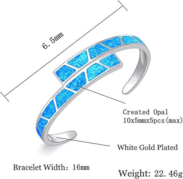 CiNily Womens Cuff Bracelet,Opal Bangle Bracelets Gold Plated Hypoallergenic Ladies Gemstone Open Cuff Bangle Bracelet