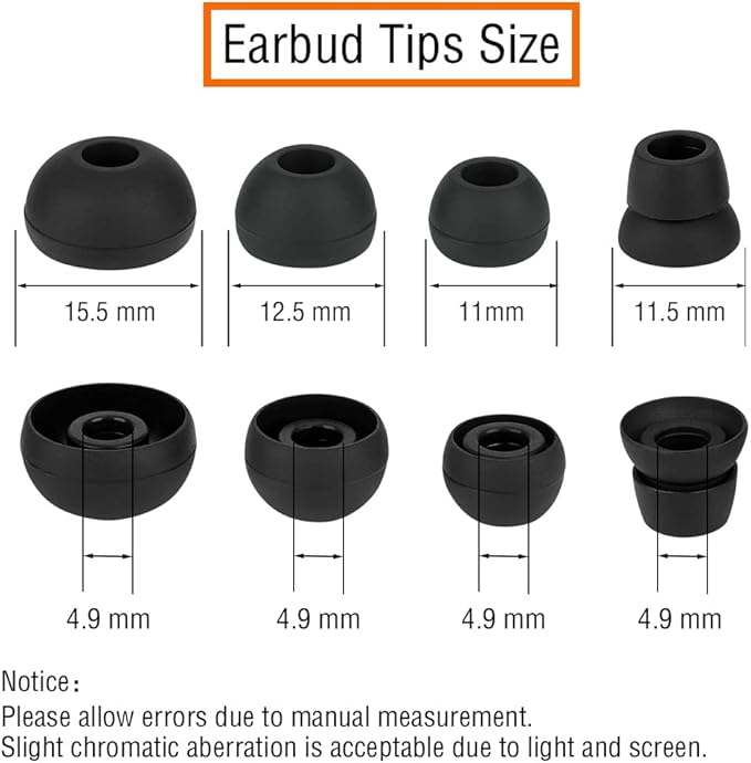 4 Pairs Silicone Earbud Tips Replacement Eartips Earbuds Cap Eartips Tips Compatible with Powerbeats 1/2/3 Wireless Beats by Dre Headphones (Black)