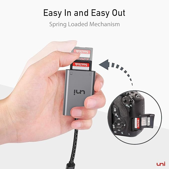uni USB C SD Card Reader, Sturdy Micro SD Card Adapter (Durable Nylon, No Block), High-Speed USB Type C Camera Memory Card Reader OTG Compatible with Android Galaxy S24, USB-C Tablet, MacBook Pro/Air