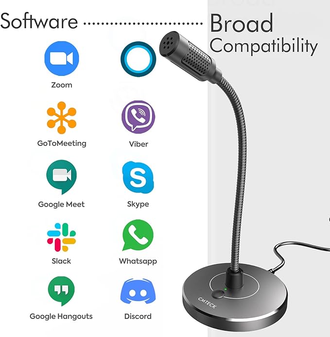 CMTECK USB Computer Microphone G009, Noise-Cancelling Recording Desktop Mic for PC/Laptop for Online Chatting, Home Studio, Podcasting, Gaming, Skype, YouTube with Mute Function(Windows/Mac) (Gray)