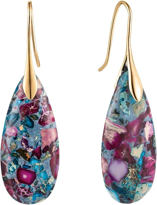 SELOVO Stone Fishhook Dangle Drop Earrings Statement Earrings for Women Stone