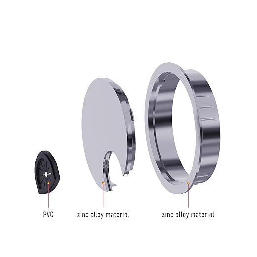 2 Pack Desk Grommet 2 Inch 50mm, Zinc Alloy Computer Desk Wire Hole Cover, Office Desktop Cord Cable Hole Metal Ring, Silver Tone