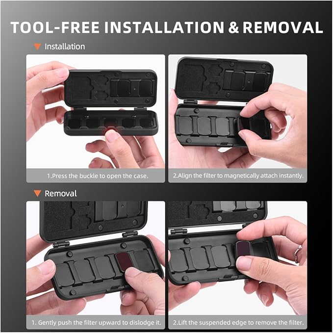 Filter Case for DJI Pocket 3, Magnetic Lens Filter Storage Case for DJI Osmo Pocket 3 Creator Combo Accessories, ND-UV-CPL Wide Angle Macro Lens TF/SD Card Organizer