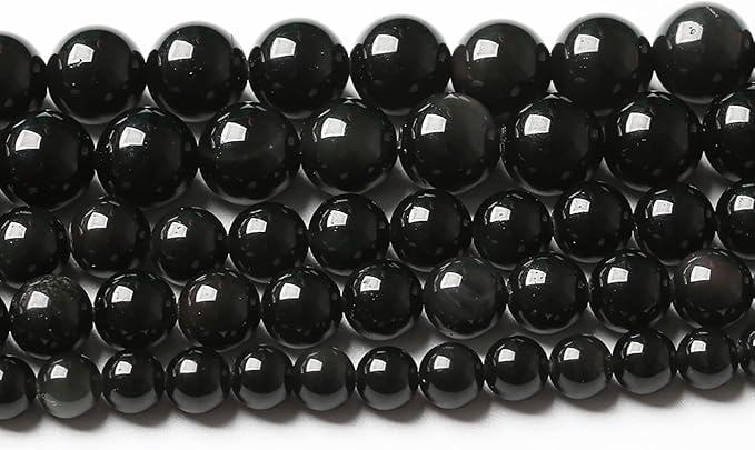 60PCS 6mm AAA Natural Black Obsidian Stone Beads Gemstone Round Loose Beads for Jewelry Making DIY Bracelet Necklace 15" Inch