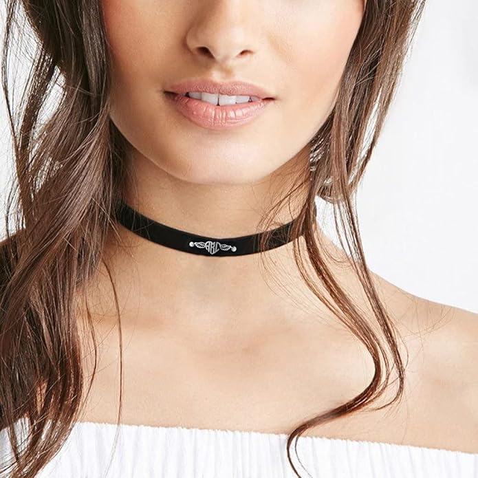 Custom4U Personalized Black Leather Choker Necklace with Picture/Name/Initials/Letters Charm,Custom Made Adjustable Choker Collar Gothic Punk Necklaces Jewelry Gifts for Women