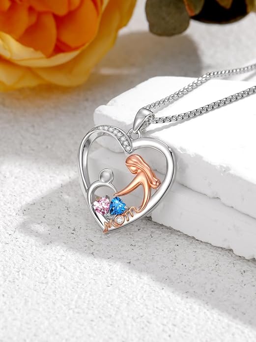 Valentines Day Gift for Mom Mother Daughter Necklace Birthstone Necklaces for Women Anniversary Jewelry Valentine Mothers Day Christmas Birthday Gifts for Mom Women Her Wife Girlfriend