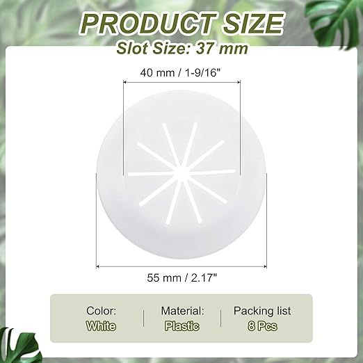 PATIKIL Desk Grommet 1-9/16", 8 Pcs Round Cable Grommet Cord Hole Cover with Adhesive Tape Flexible Table Wire Organizer for Office Home Table Countertop, White