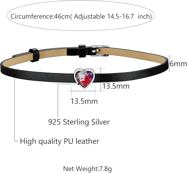 Custom4U Personalized Black Leather Choker Necklace with Picture/Name/Initials/Letters Charm,Custom Made Adjustable Choker Collar Gothic Punk Necklaces Jewelry Gifts for Women