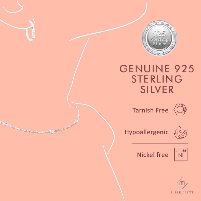 Birthstone Necklace for Women - Genuine or Synthetic Gemstone, 7mm Heart Solitaire, Short Dainty Layered Choker, Silver