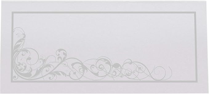 Scribble Vintage Swirl Place Cards, Silver (Choose Color), Set of 25, Pre-cut and Scored - Wedding, Party, Dinner, and Special Events - Made in the USA