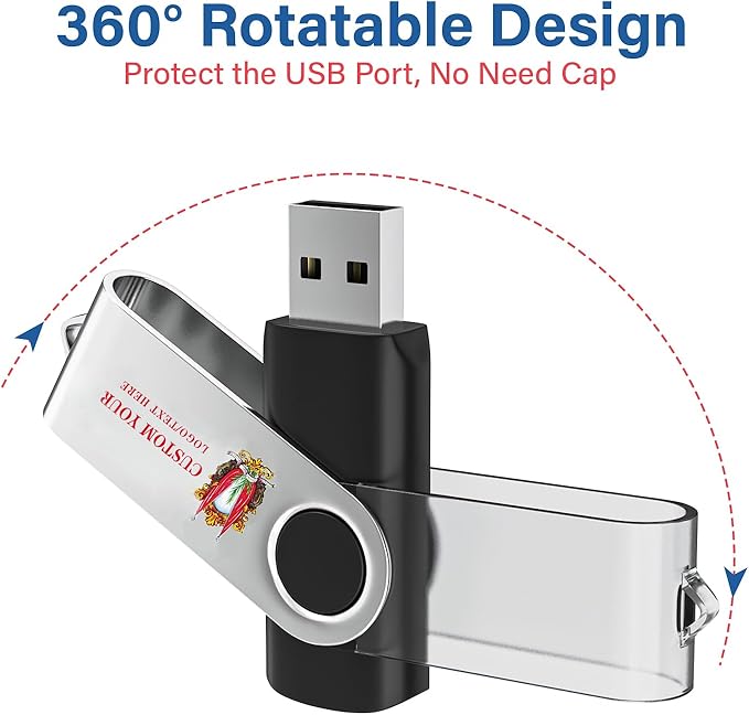 Personalized Flash Drives 8GB, Wooolken Customizable USB 2.0 Thumb Drives 10/20/50/100 Pack, Logo Memory Stick Custom Flash Drive Engraved Logo (Mixcolors)