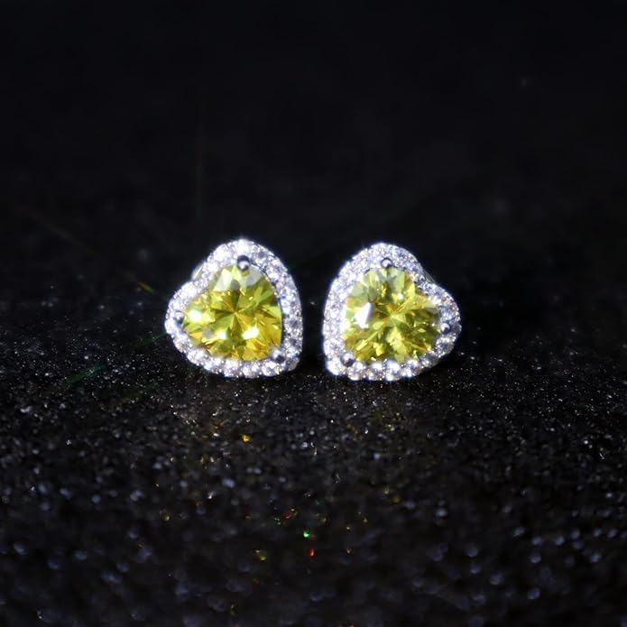 YOMELA Cubic Zirconia Earrings Studs, Halo CZ Birthstone Simulated Diamond Stud Earrings for Women