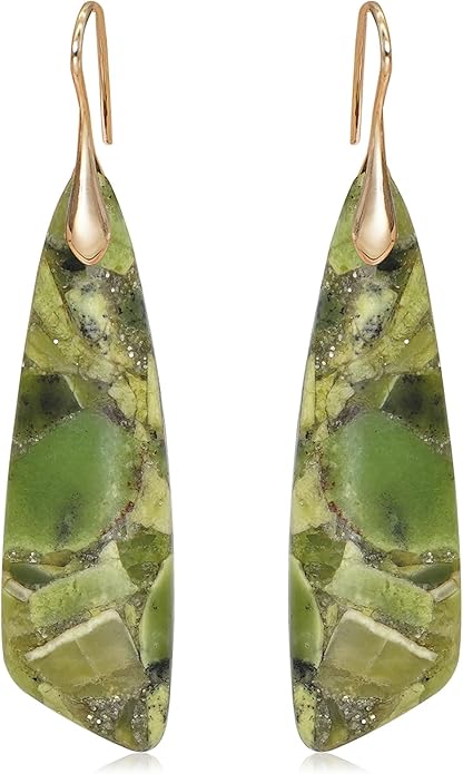 Natural Stone Earrings for Women Boho Triangles Dangle Drop Earrings