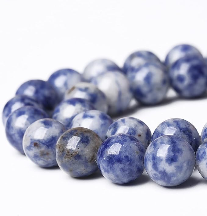 90PCS 4mm Natural Sodalite Beads Round Loose Stone Beads for Jewelry Making DIY Energy Stone Healing Power Bracelet 15" (Blue Sodalite Jaspers Stone, 4mm)
