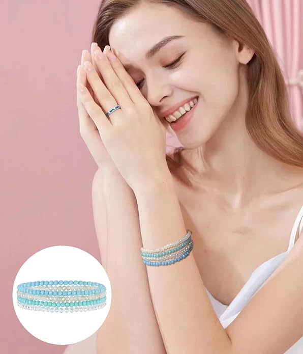 Noessla Beaded Boho Stretch Bracelet Colorful Stackable Crystal Beads Bracelets Trendy Costume Jewelry Mothers Day Gifts for Women