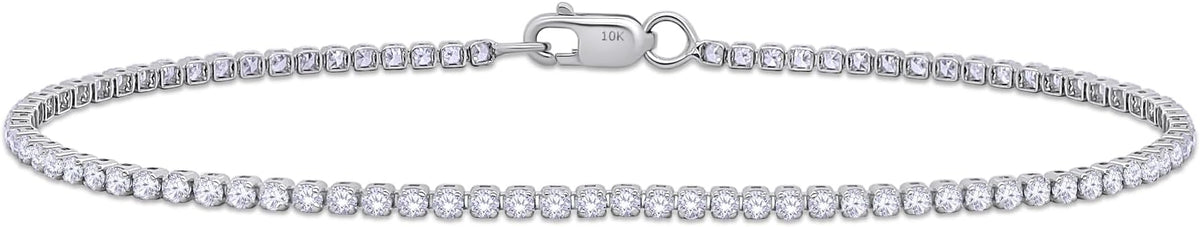 Tennis Bracelet for Women 1.10 to 1.30 Carat (ctw) Round Lab Grown Diamond Single Row Stacking Dainty Bracelets for Brides In 10K Solid Gold Or 925 Sterling Silver Jewelry Size-6.5 to 7.5 Inch
