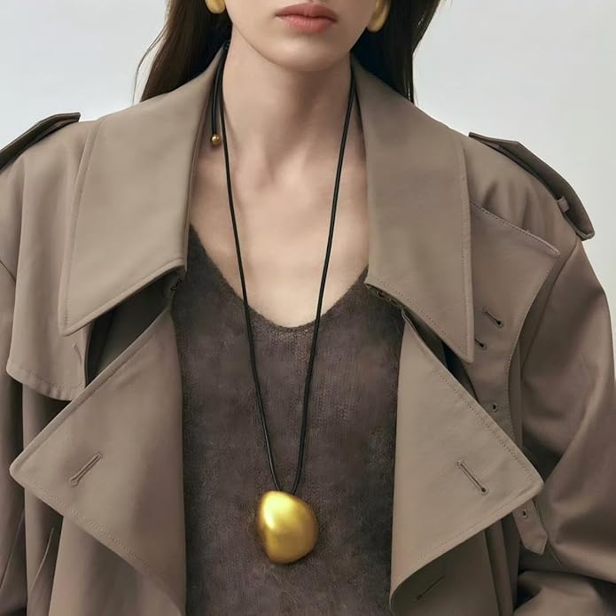 Large Pendant Necklace for Women, Long Pendant Necklace, Boho Necklace, Gold Pendant, Adjustable length, Jewelry Gift for Women
