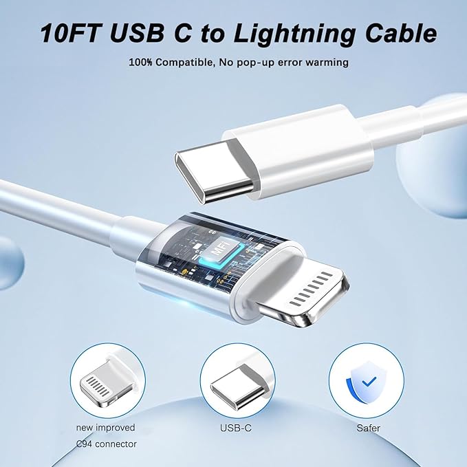 for iPhone Fast Charger,Dual Port USB C iPhone Charger Fast Charging Block,Super Fast Apple Double Type C Wall Charger,2Pack 10FT Quick USB C Lightning Cable for iPhone 14 Pro Max/13/12 MiNi/11/XS/XR