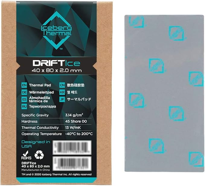 Iceberg Thermal DRIFTIce Thermal Pad 80mm x 40mm x 2.0mm (13 W/mK)