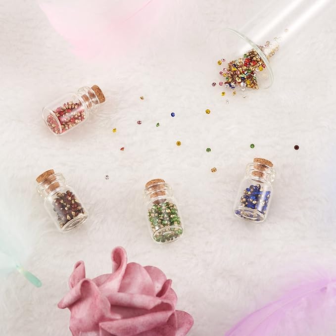 Fashewelry 5500pcs Mixed Color Glass Pointed Back Rhinestone 2mm Crystal Faceted Diamond Rhinestone Beads with Golden Back Clear Round Cabochons for Nail Art Replacing Jewelry