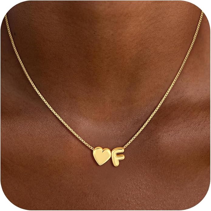 Valentines Day Gifts for Kids Teen Girls Women - 14K Gold Plated Dainty Heart A-Z Initial Letter Necklace Teen Girls Gifts Trendy Stuff Birthday Gift for 5 6 7 8 9 10 Year Old Girls Gift