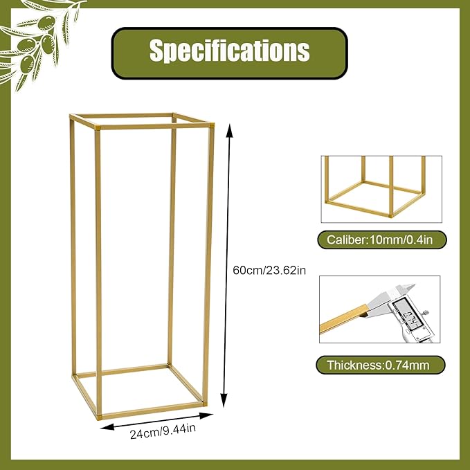 10 Pack 23.6-Inch Gold Flower Stand for Centerpieces,Metal Vase Column Stand, Geometric Centerpiece Vase for Wedding & Party Centerpieces