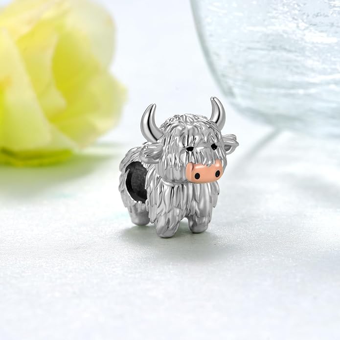 Highland Cow Charm 925 Sterling Silver Cow Charms for Bracelets Cow Jewelry Highland Cow Jewelry Gifts