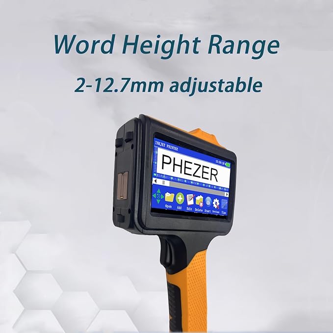P19 Handheld Inkjet Printer for Any Surface, Portable 360° All-Round Coding Machine Print Height 2-12.7mm for Date/Time/Barcode/QR Code/Logo, with Cartridge(Anti-Slip Handle, Upgrade Version)