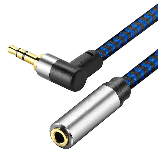 3.5mm Male to Female Extension Stereo Audio Extension Cable 10FT, Cotton-Braided Audio Extension Cable, Stereo Jack Cord for Phones, Headphones, Speakers, Tablets, PCs and More