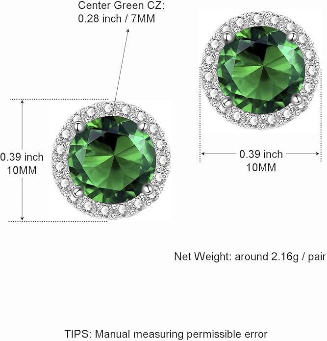 YOMELA Cubic Zirconia Earrings Studs, Halo CZ Birthstone Simulated Diamond Stud Earrings for Women