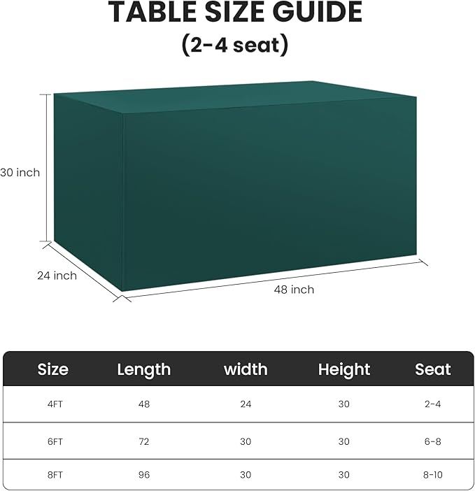 Ascoza 2 Pack Fitted Tablecloth for 4 Foot Rectangle 48 x 24 Inch Peacock Blue Table Covers Water Resistant Polyester Cloth for Folding, Parties,Display, Trade Show (Peacock Blue)