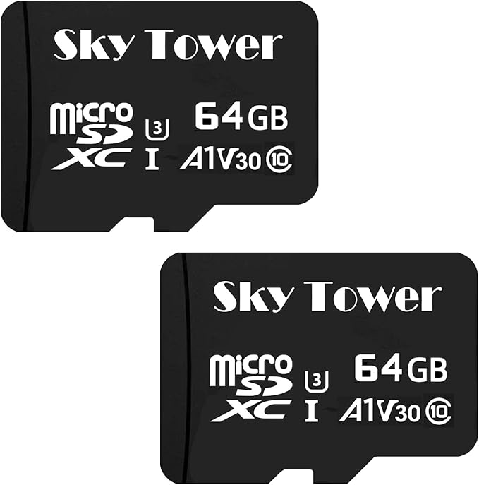 Sky Tower Ultra microSDXC microSDHC UHS-I Memory Card with Adapter [New Version] Flash Memory Card - Up to 100MB/s, U1, Class10, V10, A1, High Speed TF Card (64GB Micro SD Card 2 Pack)