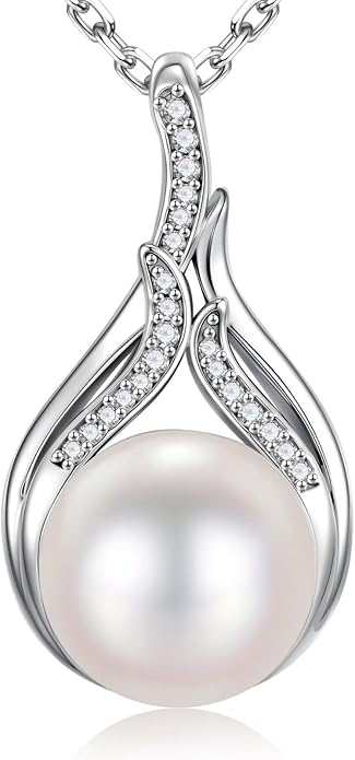 Iefil Valentines Day Gifts for Her - 925 Sterling Silver 10-11mm Freshwater Pearl Necklace, Anniversary Birthday Gifts for Women Wife Girlfriend