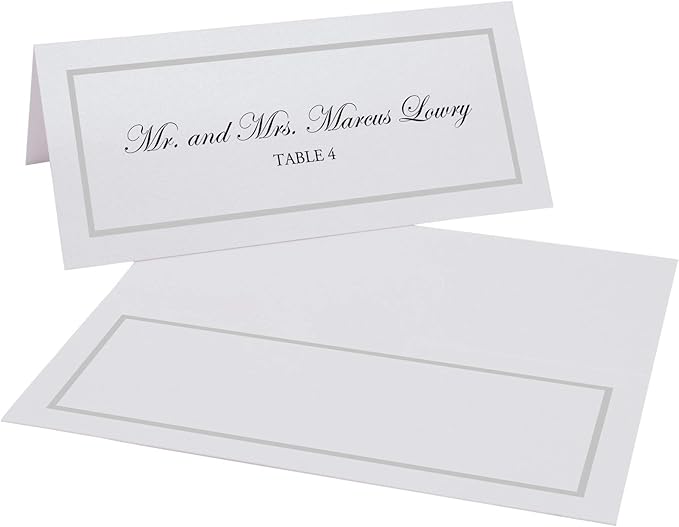 Single Line Border Place Cards, Silver (Choose Color), Set of 60, Pre-cut and Scored - Wedding, Party, Dinner, and Special Events - Made in the USA
