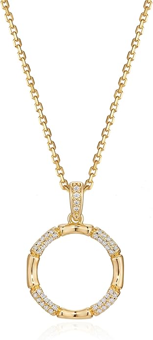 Valloey Rover Dainty Gold Necklace for Women-14K Gold Plated Simple Pendant Circle Necklace Charm Statement Long Necklaces for Women Jewelry Gifts