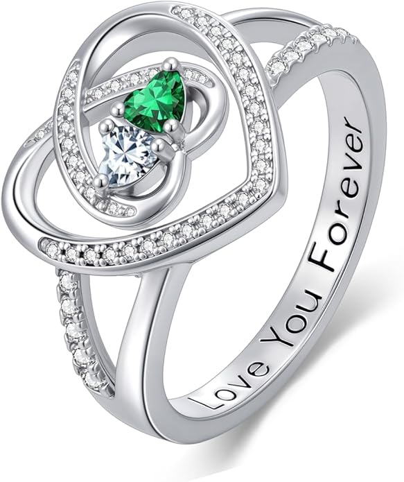 Valentine's Day Gifts for Women Birthstone Rings for Women Heart Statemet Engagement Eternity Wedding Promise Rings Jewelry Anniversary Christmas Valentine Mothers Day Birthday Gifts for Wife Her Girlfriend
