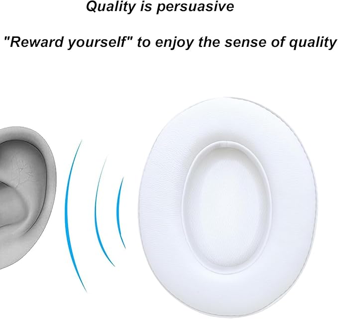 Replacement Ear Pads Cushions for Beats Studio（B0501、B0500），Beats Studio 2 & Studio 3 Wired & Wireless Headphones, Earpads with Soft Protein Leather, Noise Isolation Memory Foam - White