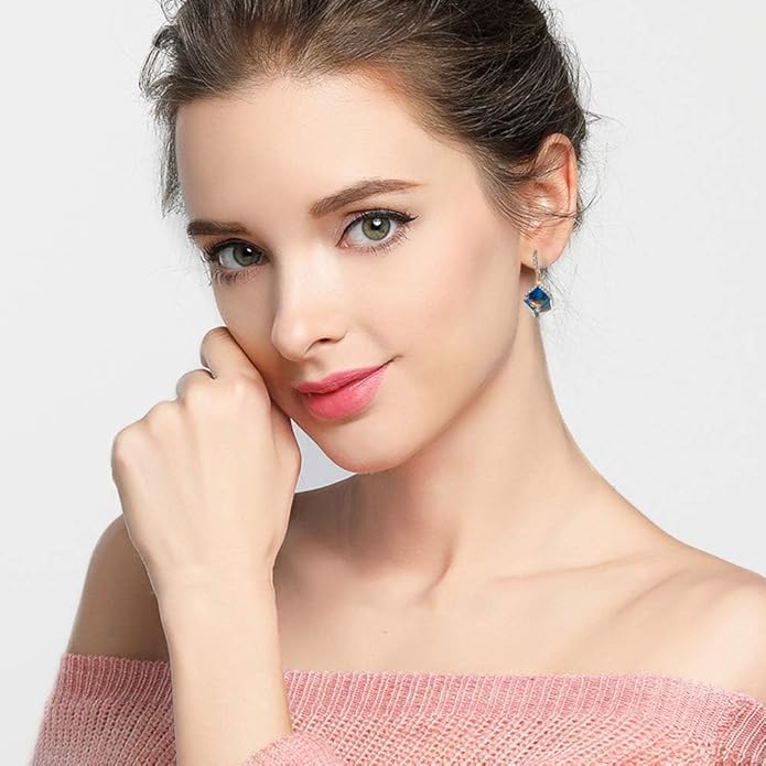 Austrian Crystal Cube Drop Dangle Earrings for Women 14K Gold Plated Hypoallergenic Jewelry