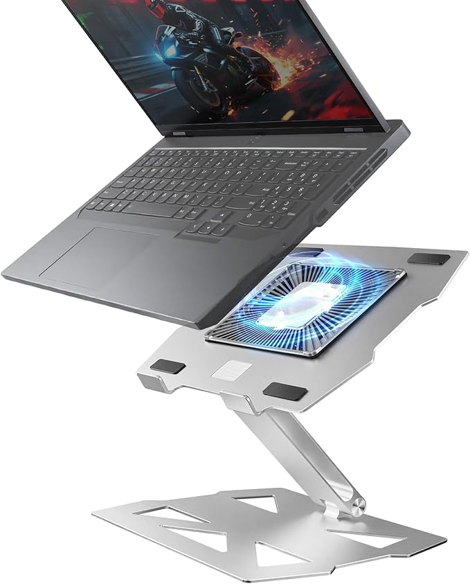 IMMOENUC Laptop Cooling Stand with Peltier Cooler Adjustable Height & Angle, Whisper-Quiet Aluminum Thermoelectric Cooler for 12-19 Inch Laptops, MacBook/Dell/HP/Lenovo Fast Cooling Notebook